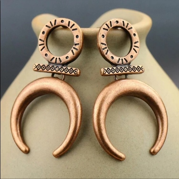 Anthropologie Jewelry - BRONZE WESTERN MOON DECOR C DROP EARRINGS